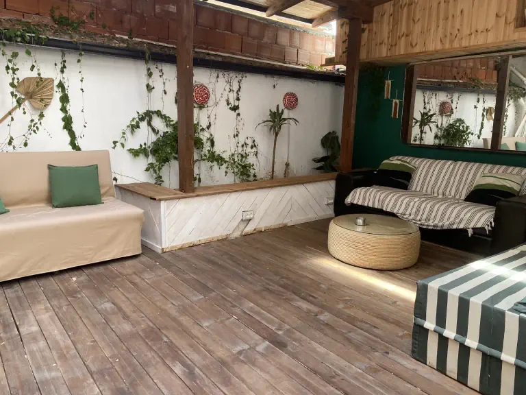 Covered outdoor patio seating