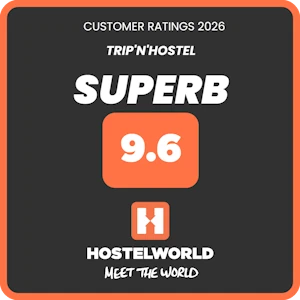 Trip'N'Hostel OG Hostelworld rating badge