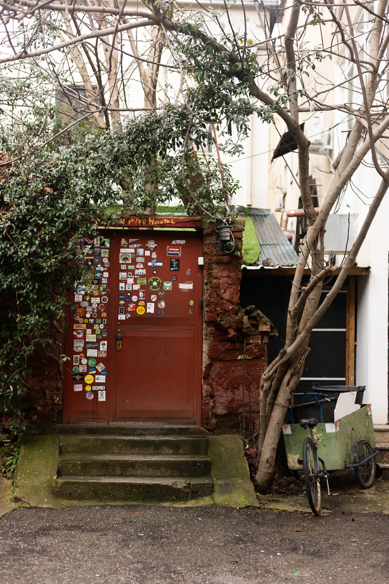 The street-front entrance of Trip'N'Hostel Original on Rruga Musa Maci 1